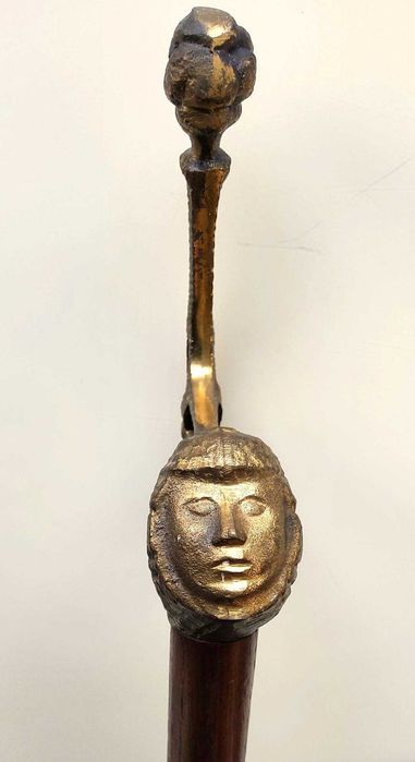 Baston din lemn și bronz, Dimensiuni: 11 x 91 cm, Mâner 17 cm