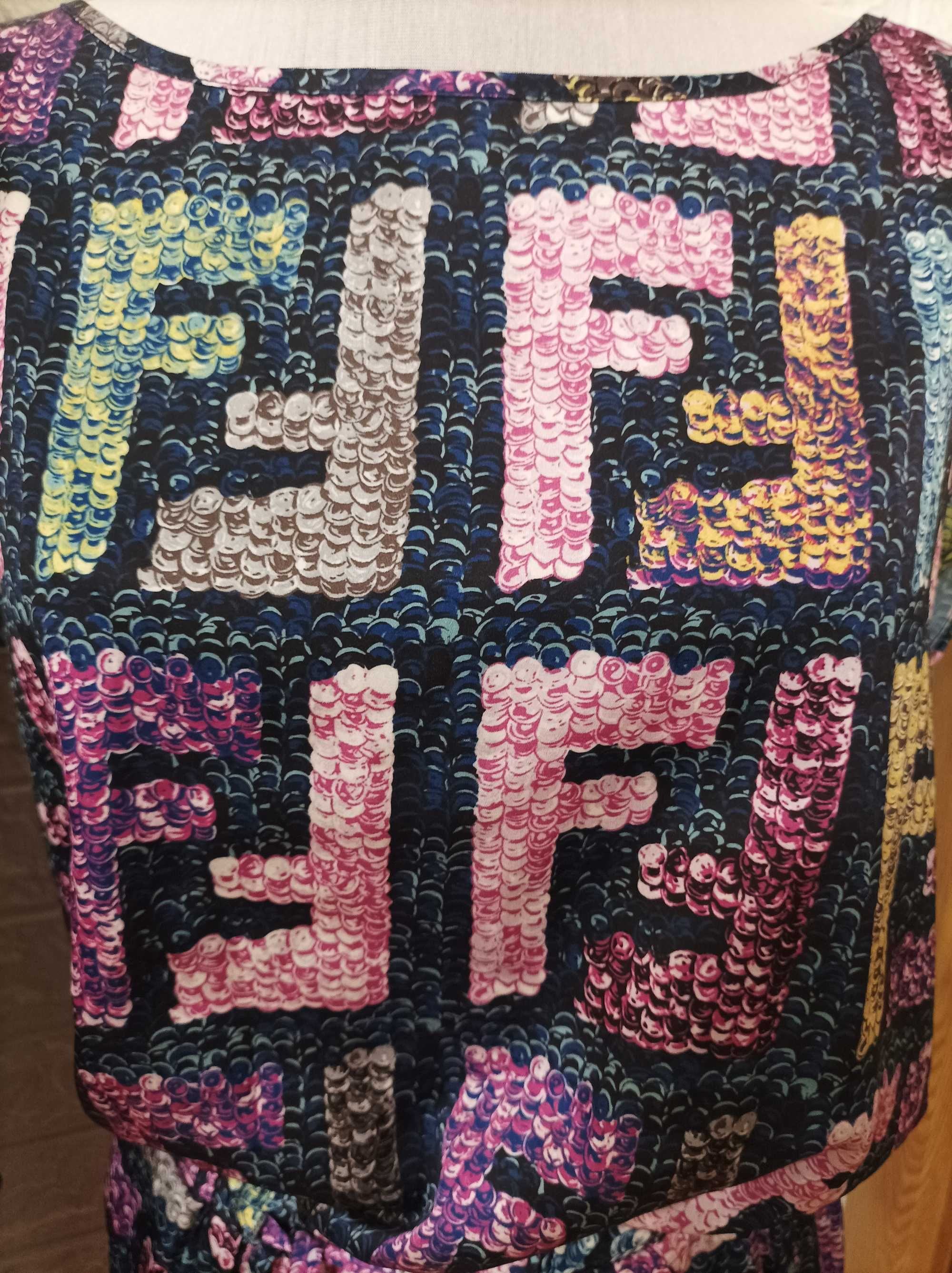 копринена рокля Fendi logo Roma