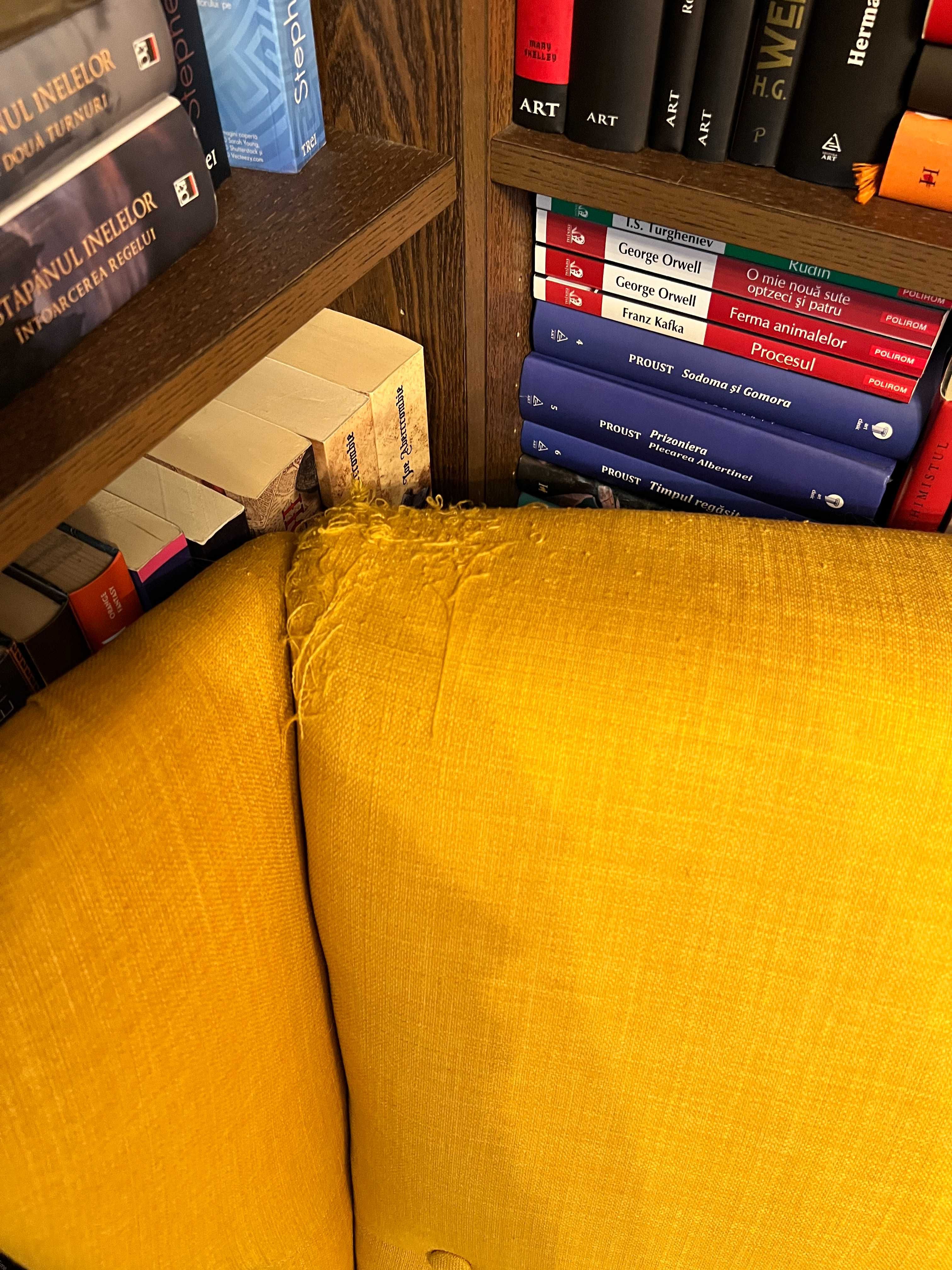 Fotoliu IKEA galben STRANDMON, cu taburet