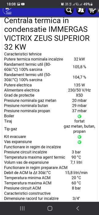 Centrala termica  condensare  Immergas Vitrix Zeus Superior  32kw