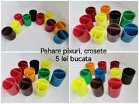 Pahare compartimentate din plastic pt pixuri suport crosete creioane p