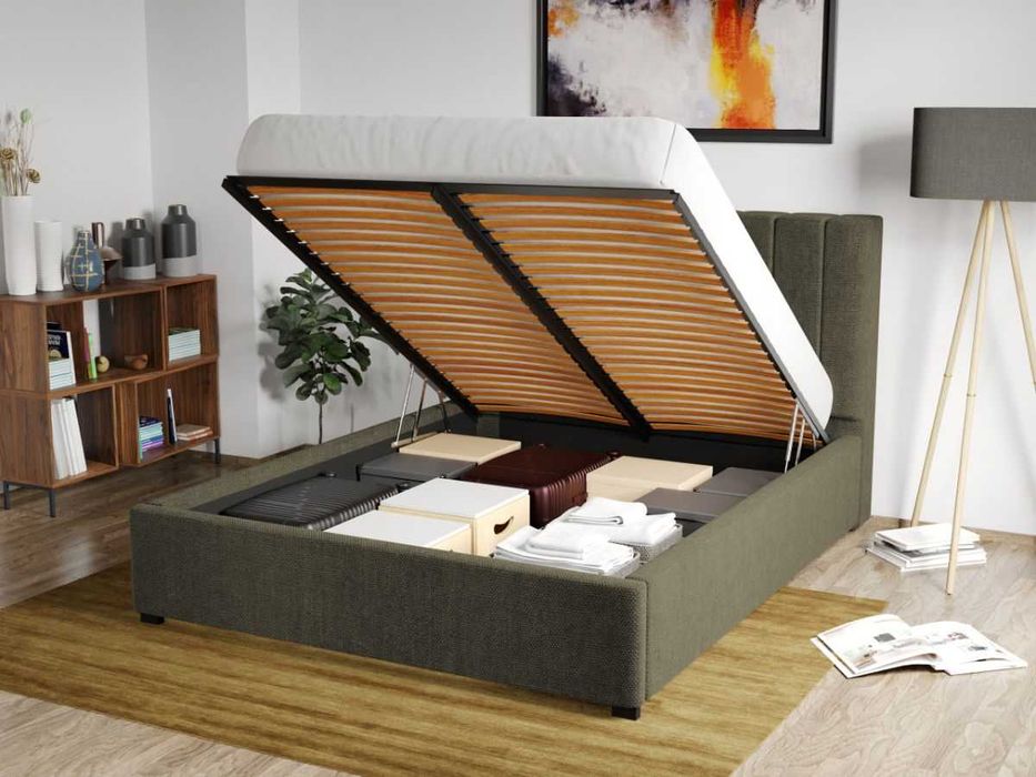 Pat Tapitat Adam Olive Eden 12 cu lada depozitare 140/160/180x200