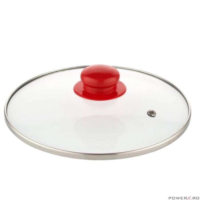 Oala cu capac, din inox emailat lucios, alba, 14l-28cm, Kogucik,