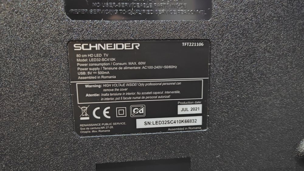 Televizor Schneider LED - 81cm, Hd, HDMI, Dolby Audio