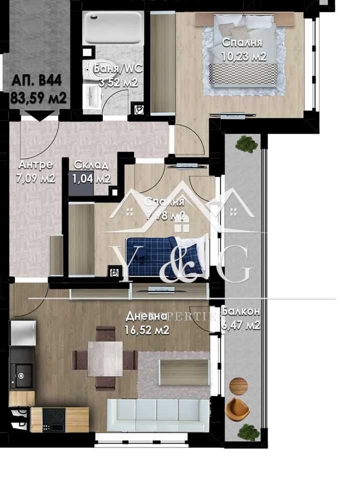 Продава се Тристаен апартамент в Пловдив, Южен - 84 кв.м за 1006 €/кв.м - Снимка #1