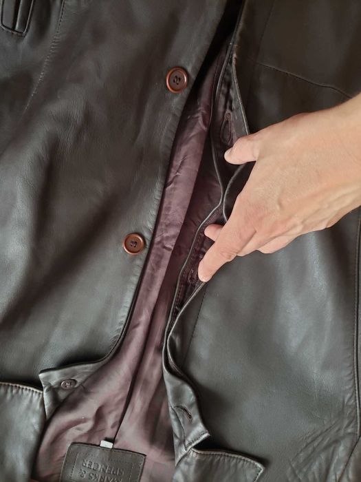 geaca piele naturala Marks&Spencer, aspect vintage