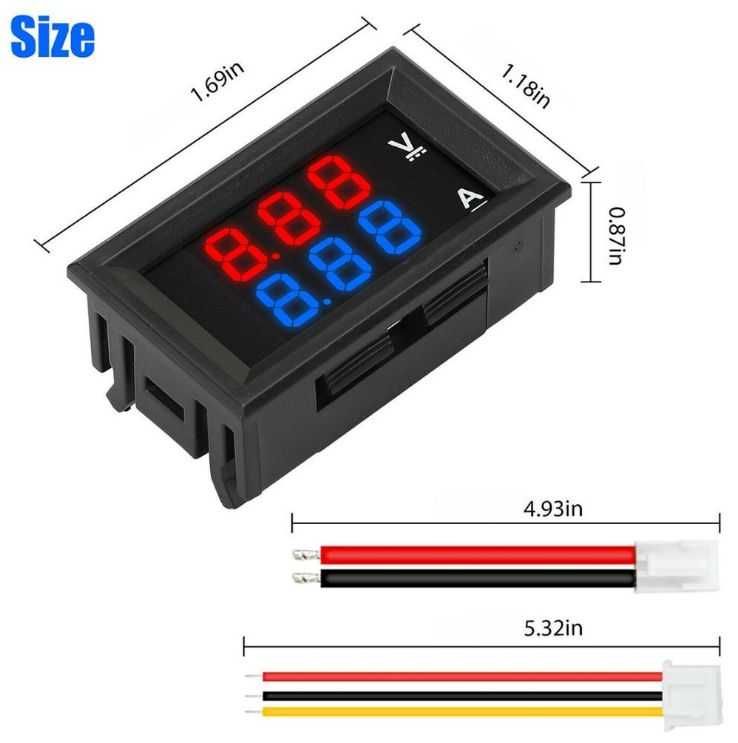 Voltmetru Ampermetru panou voltampermetru RED+BLUE 0-100V  10 sau 50A