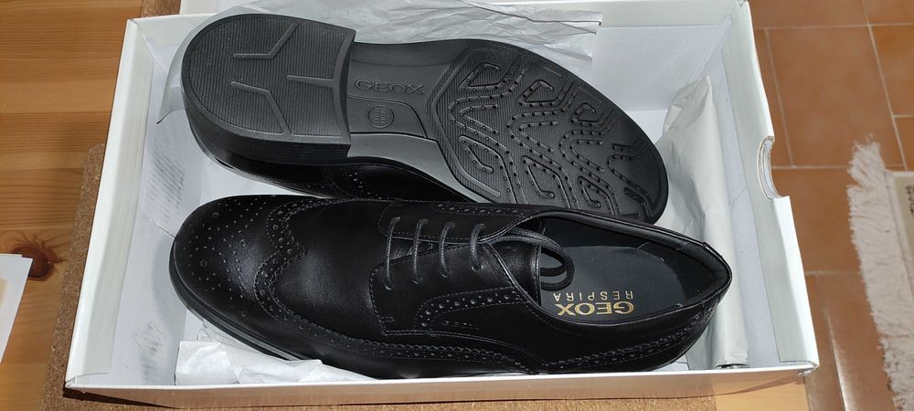 Geox, Нови кожени обувки Brogue Dublin, Мъжки, Черни, 42