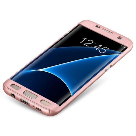 Husa Full Cover (fata+ spate) pentru Samsung Galaxy S7 Edge, Rose Gold