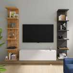 Bibliotecă de perete, 5 rafturi, design modern și compact