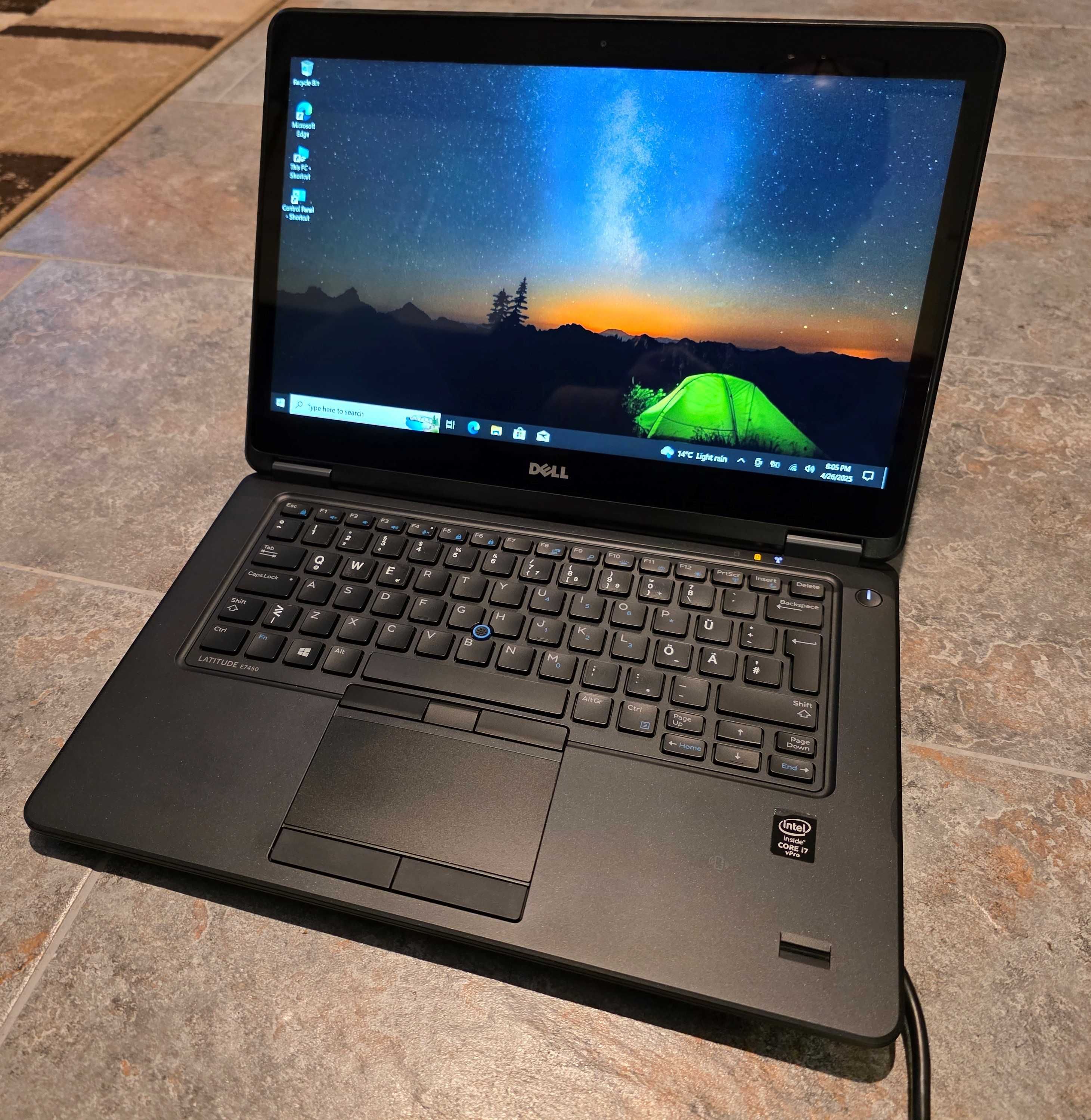 Dell E7450-i7~5600U-8GB-250GB SSD-14"FHD Touch-Intel HD5500~4GB-NFC