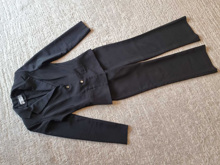 Costum negru dama, marimea 36, sacou si pantalon Biani Collection