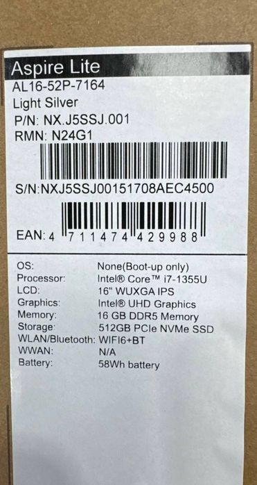 Ноутбук ACER Aspire Lite 16