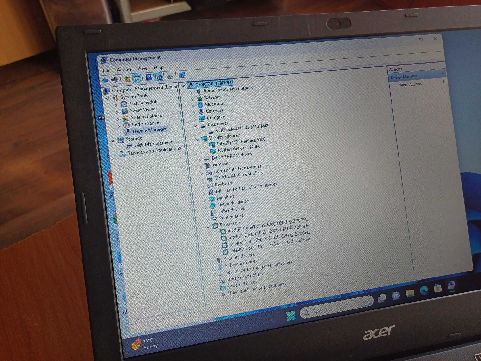 15.6'HD Acer Core™i5-5th/Nvidia 920M - 2GB/8GB Ram/1TB HDD Sata
