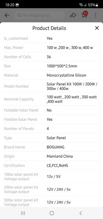 Kit mobil 4 panouri fotovoltaice flexibile -400w