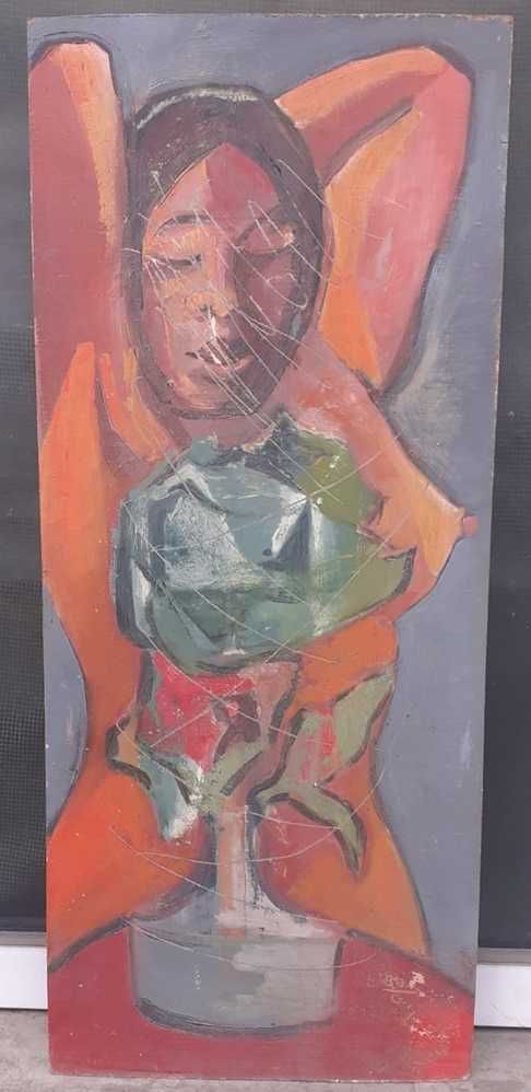 Tablou vechi - nud cubism  - semnat si datat