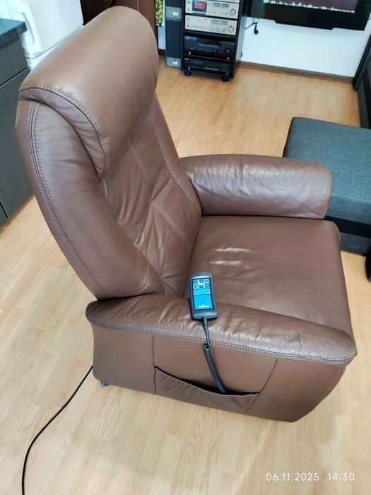 Fotoliu extensibil piele naturală cu telecomanda