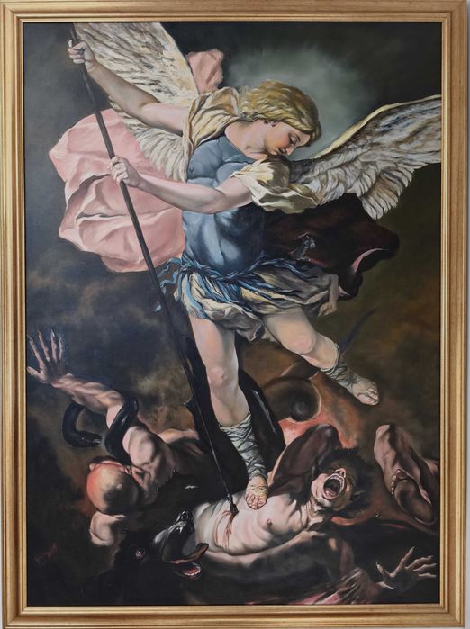 Tablou portret pictat manual original cadou