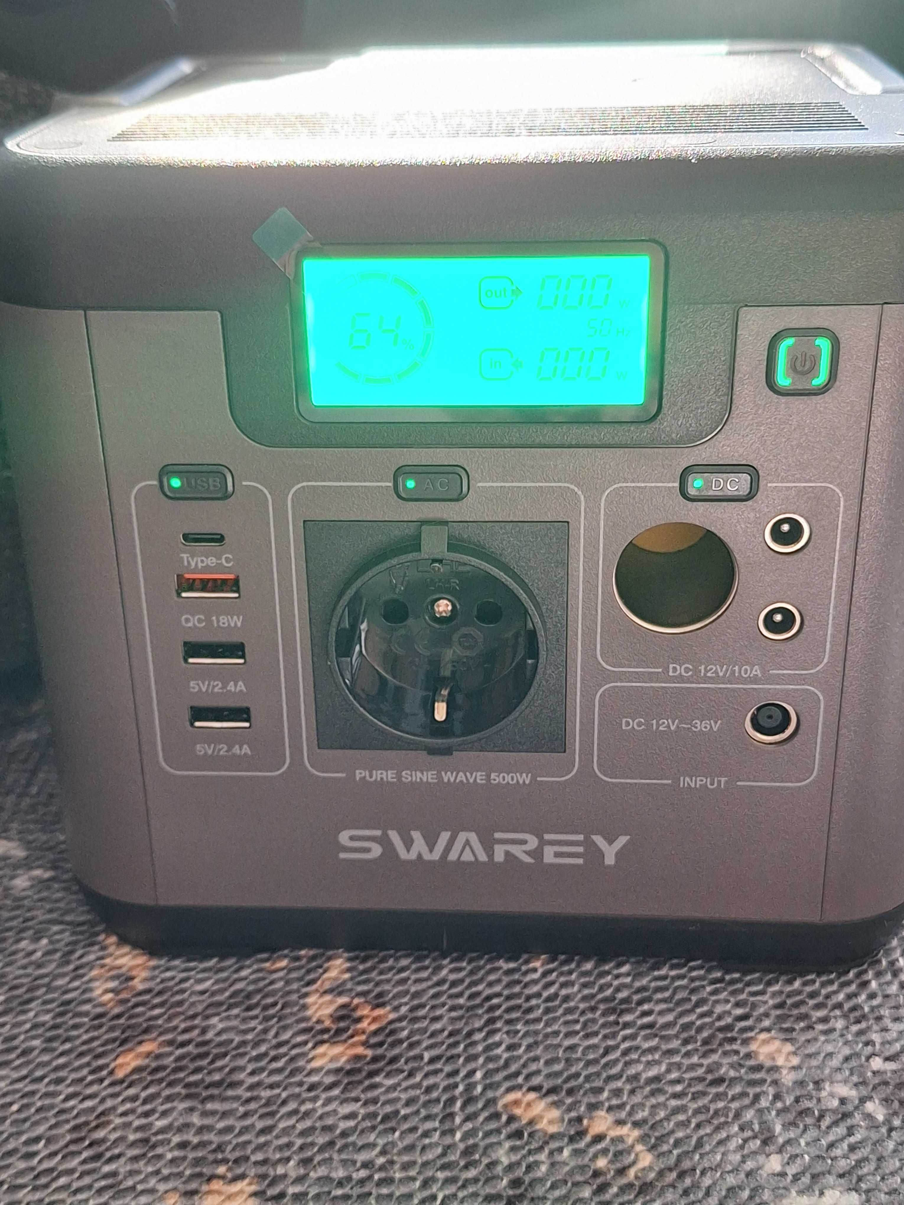 SWAREY портативен генератор 500W с изход за контакт, USB, запалка и др