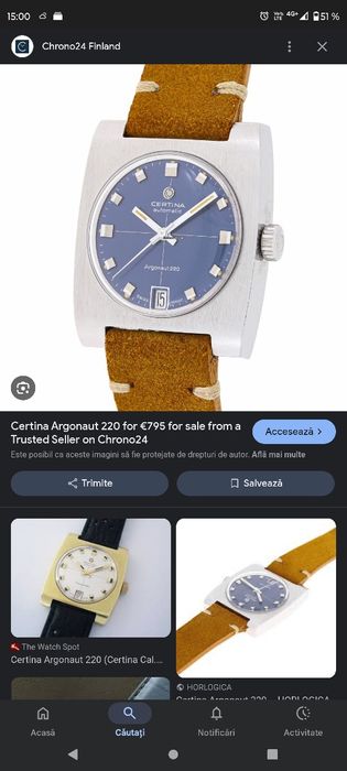 Vând ceas certina argonaut 220