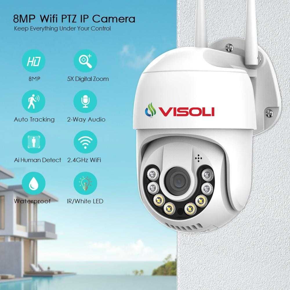 Camera de supraveghere WIFI Visoli® A10 Pro Max, 8MP, exterior