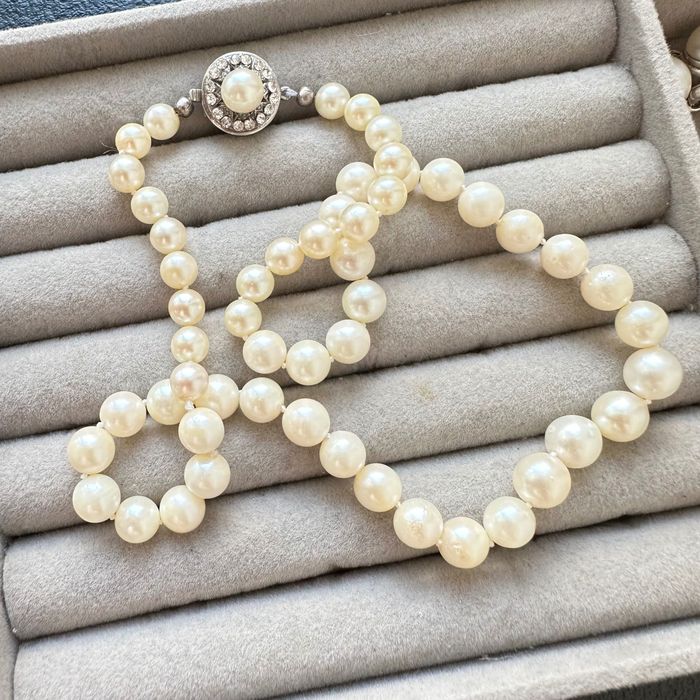 Vintage colier perle naturala Akoya de apă sărată