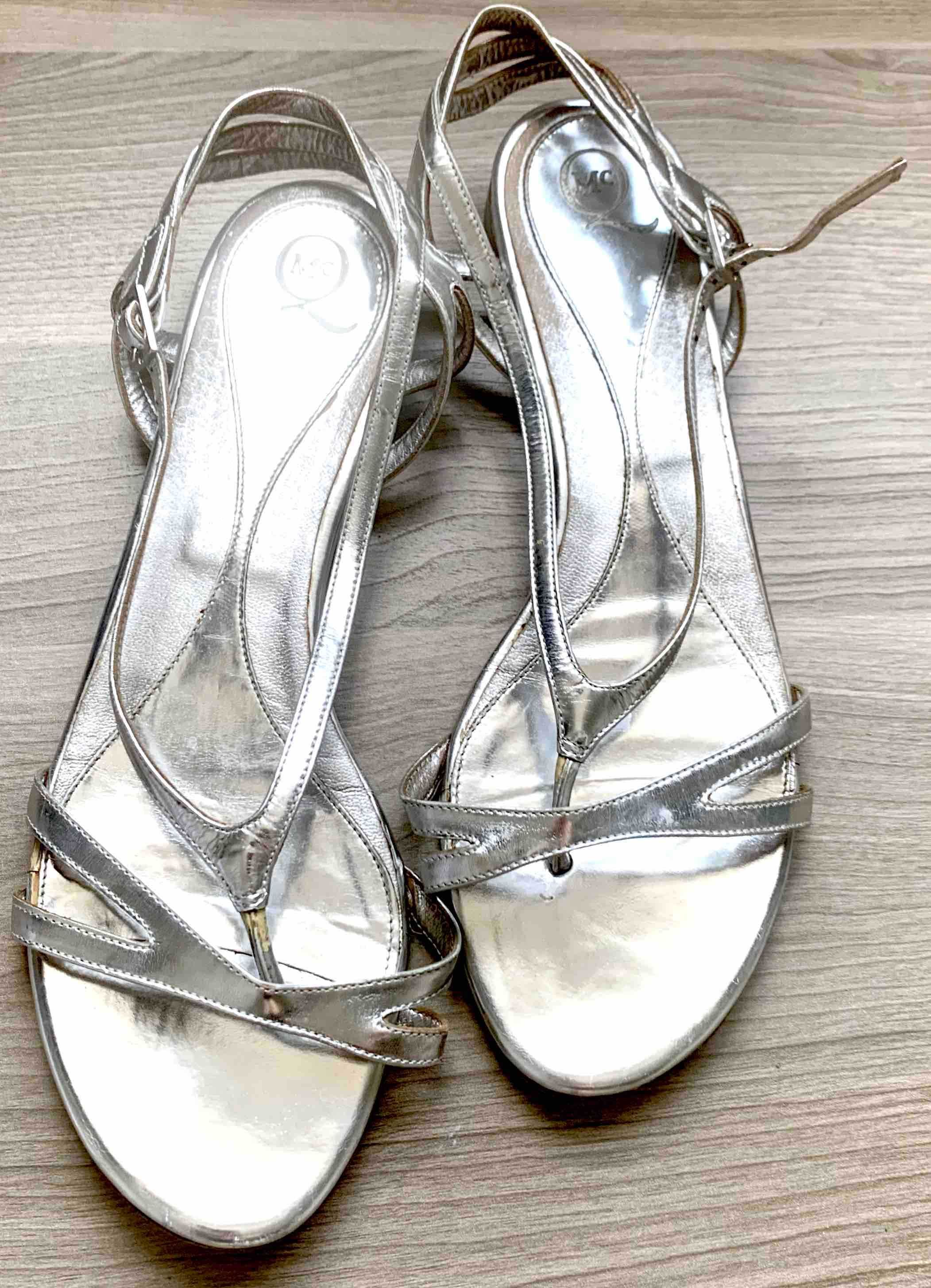 Alexander McQueen Superbe Sandale Fashion Piele Argintii Import UK