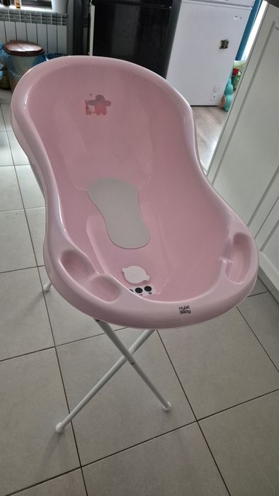 Set cădiță pentru bebeluși, roz, cu suport