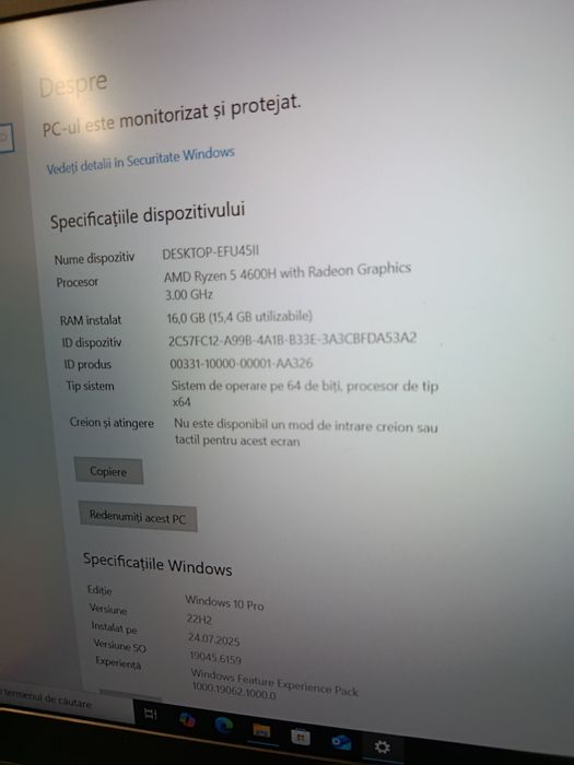 LaptopRyzen 5 4600H GTX 1650 Ti RAM 16GB ssd 512gb baterie 3 ore