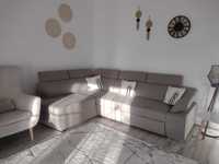Coltar canapea extensibila, cu lada mare depozitare, culoare gri taupe