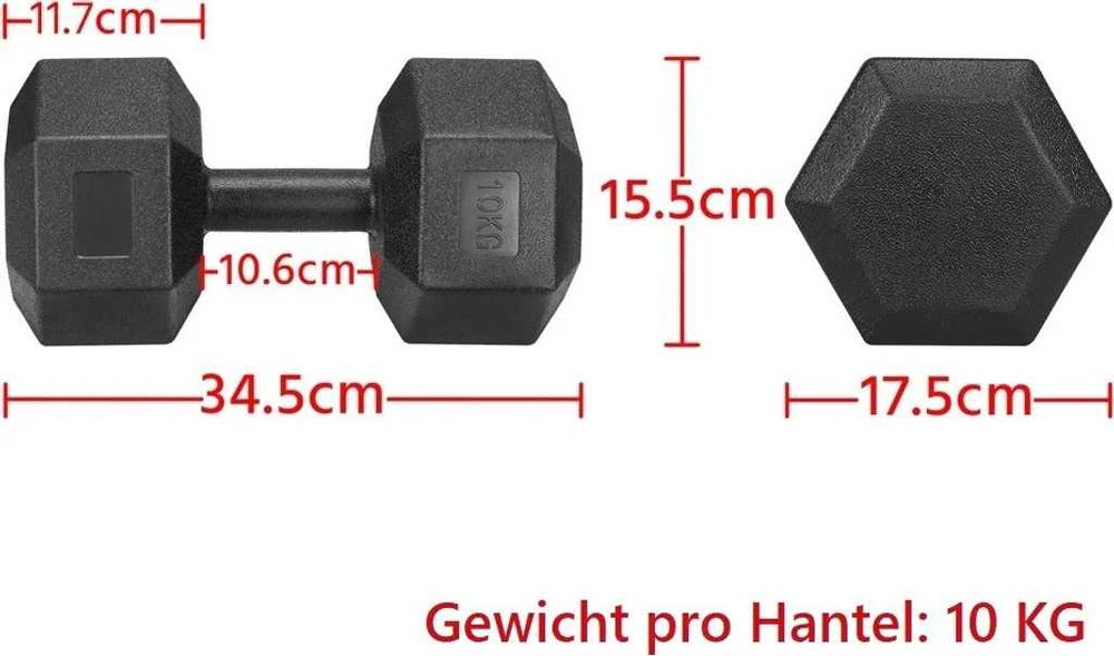 Set gantere hexagonale 2 x 10kg cu strat PVC |R 611019 Black