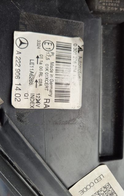 Far Dreapta 0301276234 / a2229061402 Mercedes-Benz S-Class W222