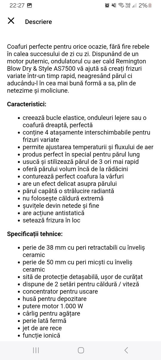 Perie electrica pentru coafat