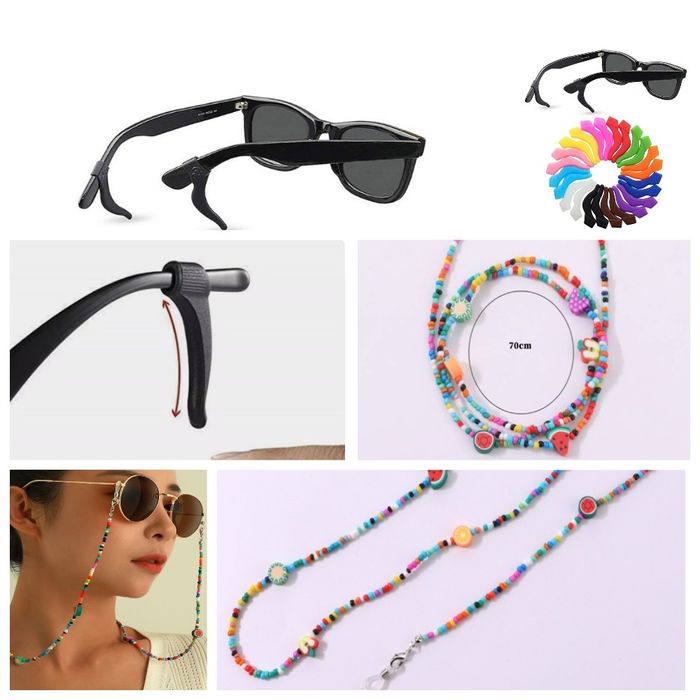 Стопперы очков от падения и красивая цепочка на очки, в виде фруктов