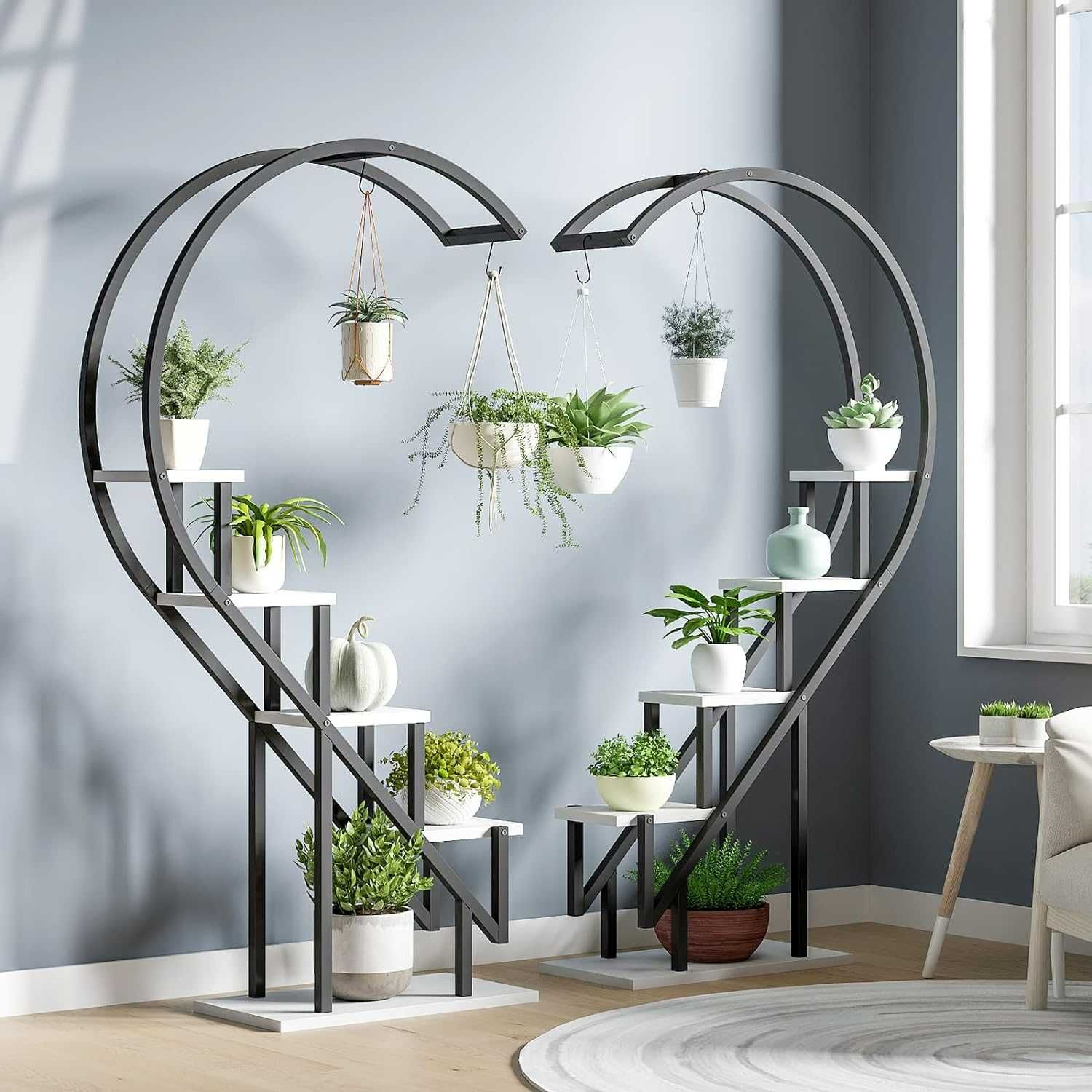5-уровневая металлическая подставка для цветов в форме сердца для дома