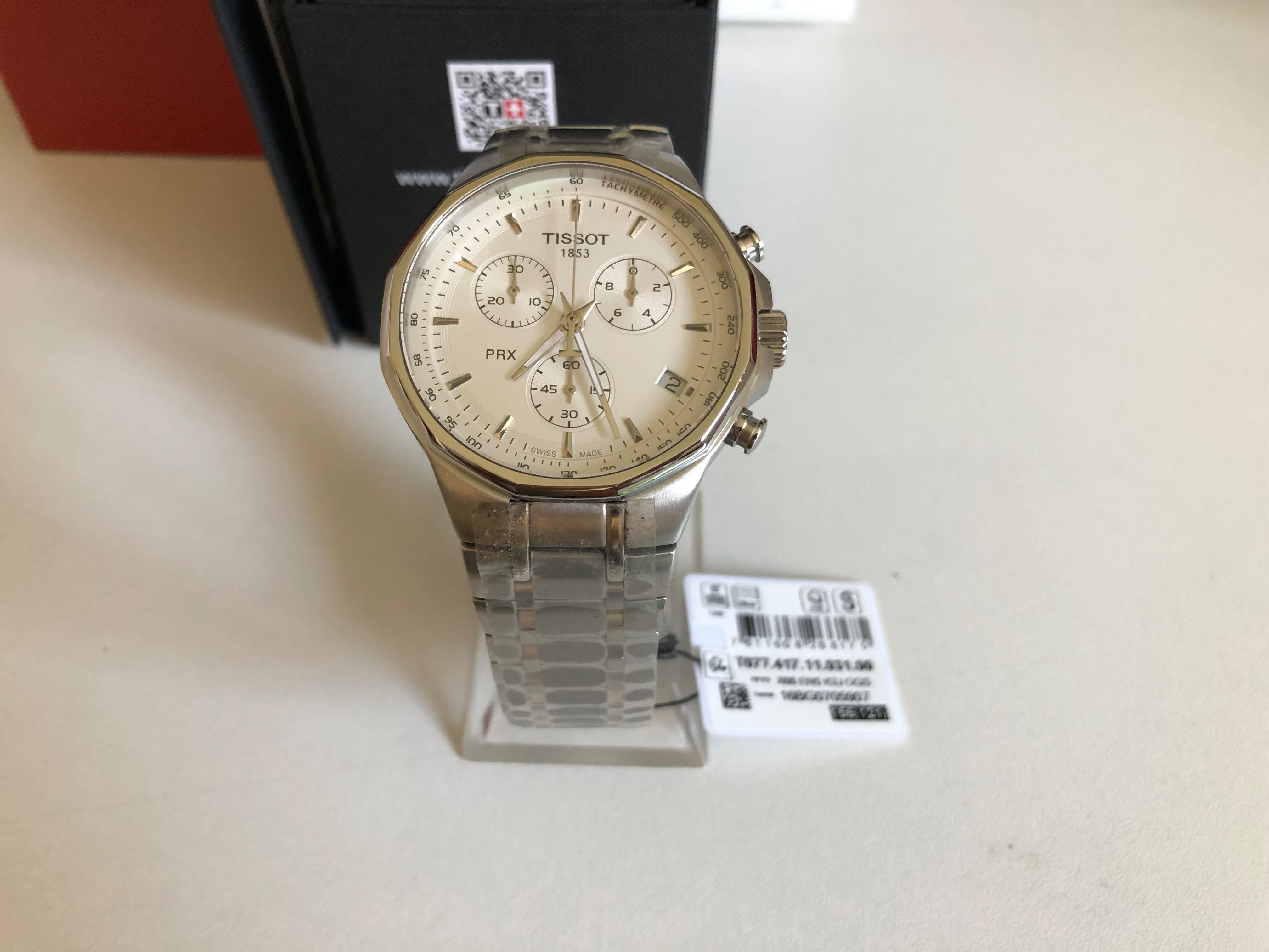 Ceas Tissot PRX White Chronograph, Tissot Prx Silver, Bratara Metalica