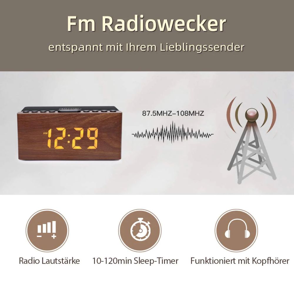 Цифрово радио, будилник с безжична станция за зареждане