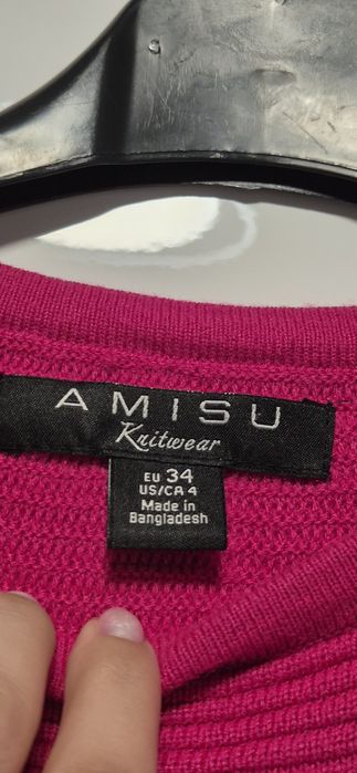 Rochie cu maneci lungi roz Amisu