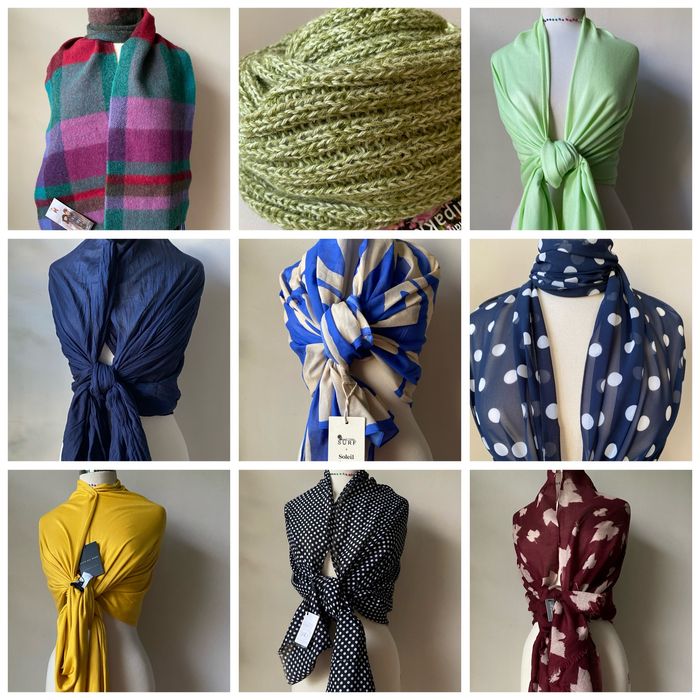 Шал с етикет/ различни видове