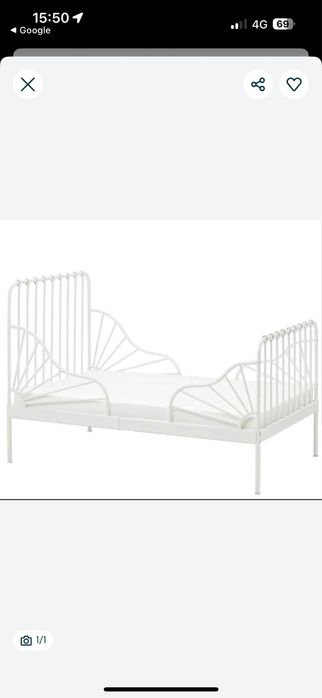 Pat metalic extensibil IKEA pentru copii (complet)