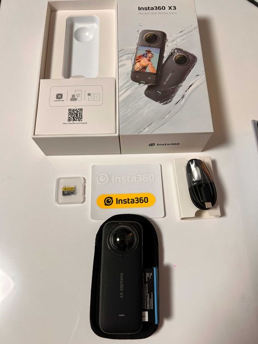 Insta360 X3 + 2 Baterii + 2 Carduri 128GB – Funcțională Perfect
