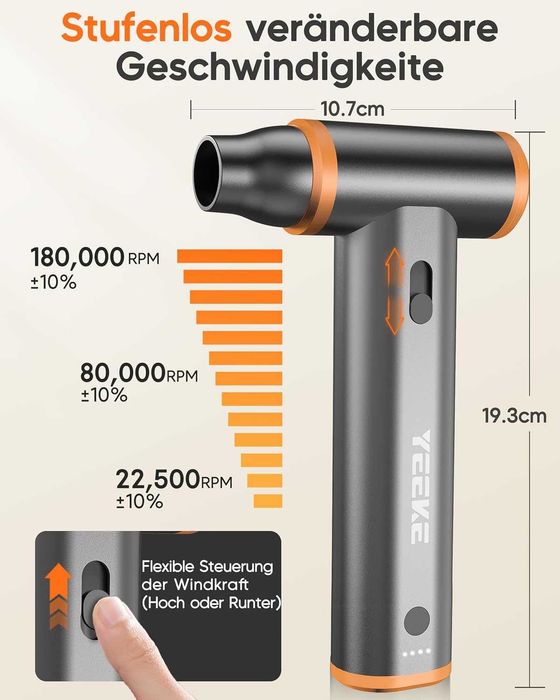 Електрически въздушен компресор 180000 об/мин 8000mAh алуминиев