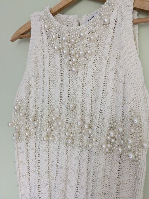 Плетен топ с перли, ZARA