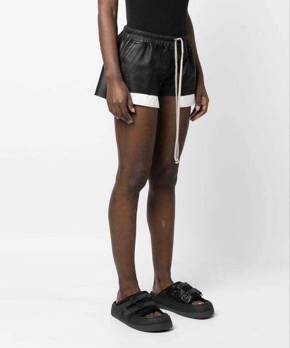 Rick Owens Leather Cut out shorts black