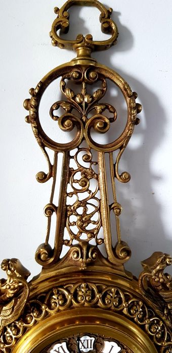 Ceas /ustensile vechi din bronz pentru șemineu