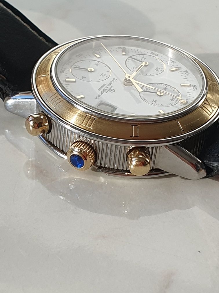 Baume & Mercier Cronograph Baumatic Gold bezel & pushers 18k Safir