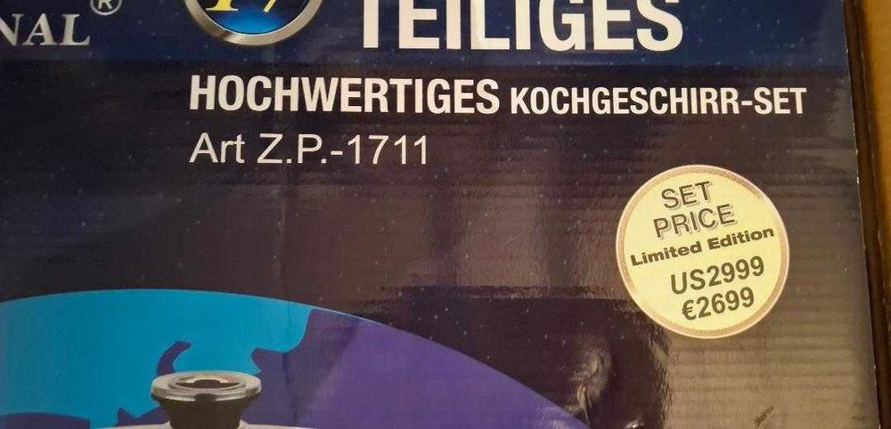 Swiss Cookware set- 17 teiliges Z.P.International ZP-1711 tipe Zepter