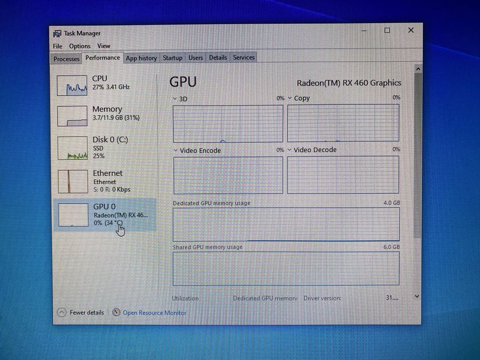 PC i5 2500 3.3Ghz / RX 460 4GB / 12GB RAM / SSD 240GB