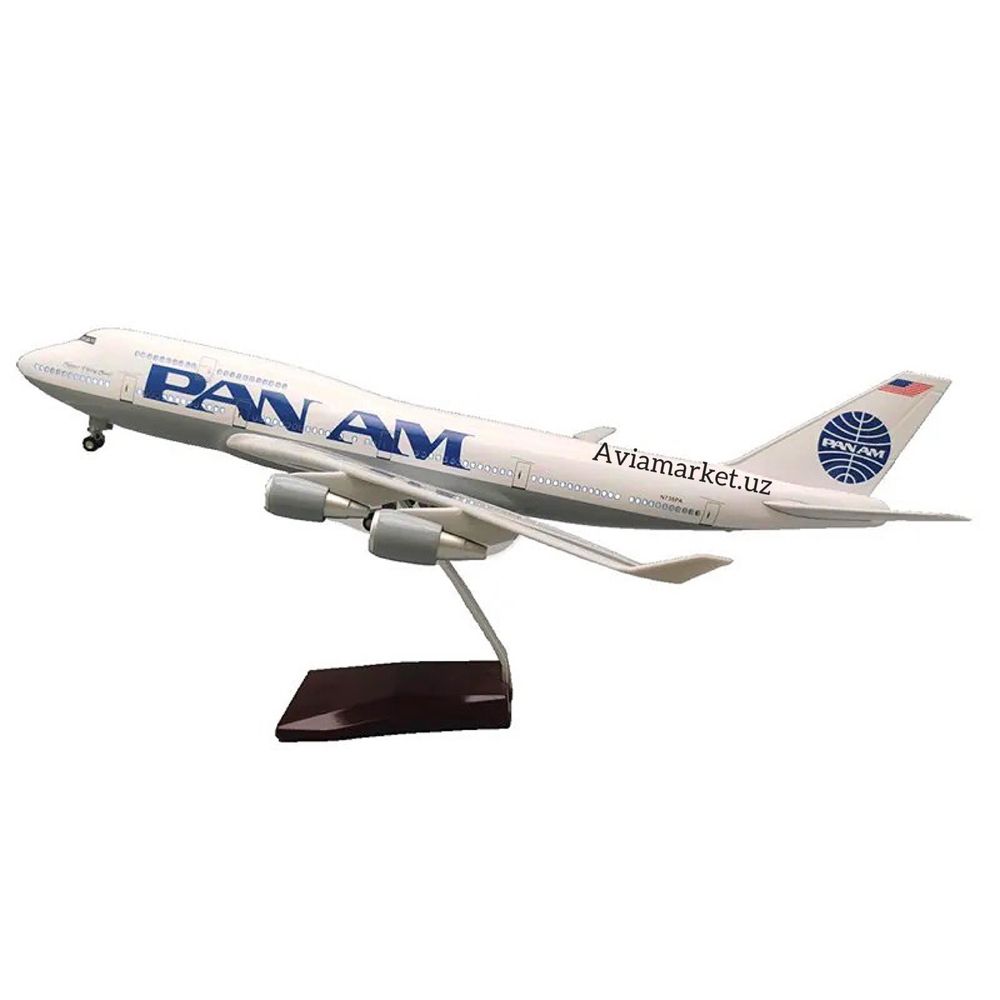 Самолет сувенир (BOEING-747 PAN AM AMERICA) с Led подсветкой