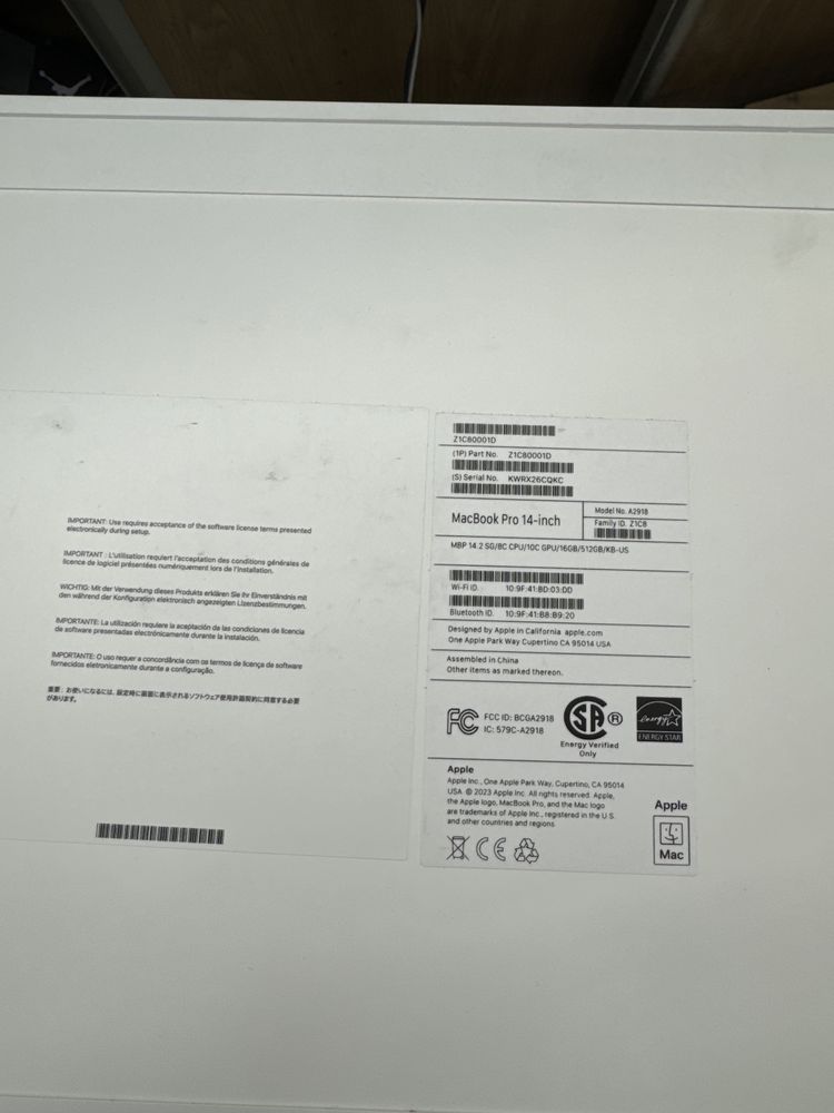 Macbook pro 14 m3 16/512